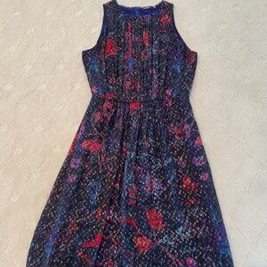 Elie Tahari Sleeveless High Neck w-Pearls GAUZY Silk Overlay Purple Dress - Sz 6